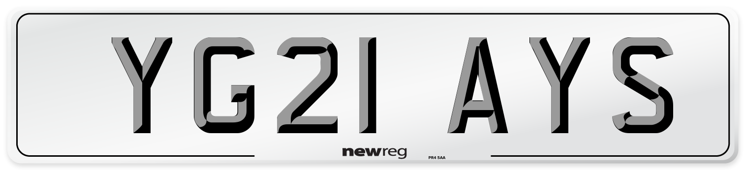YG21 AYS Number Plate from New Reg